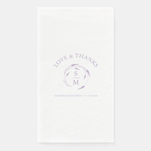 Monogram Lavendel bruiloft servetten (Voorkant)