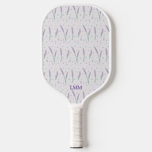Monogram Lavendel Harten Girly  Preppy Pickleball Paddle (Voorkant)