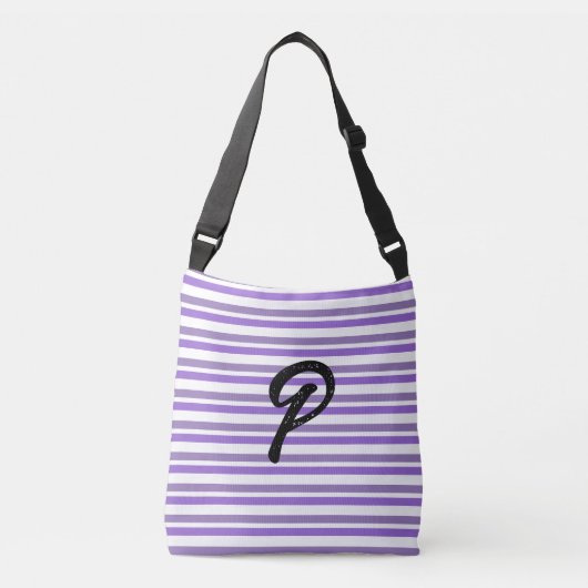 Monogram lavendel Paarse witte strepen Crossbody Tas (Voorkant)