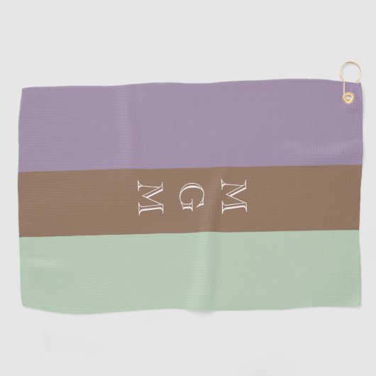 Monogram lavender-, bruin- en mint-stripe-patroon golfhanddoek (Horizontaal)