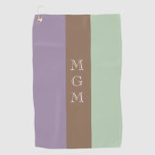 Monogram lavender-, bruin- en mint-stripe-patroon golfhanddoek (Voorkant)