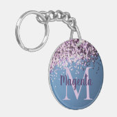 Monogram Lavender Confetti on Blue Sleutelhanger (Voorkant Links)