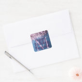 Monogram Lavender Confetti on Blue Vierkante Sticker (Envelop)
