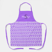 Monogram lavender en White Cute Heart Pattern Schort (Voorkant)