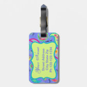 Monogram lavender Green Modern Paisley Pattern Bagagelabel (Achterkant verticaal)