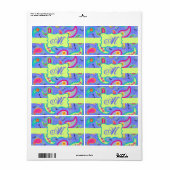 Monogram lavender Green Modern Paisley Pattern Etiket (Full Sheet)