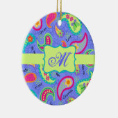Monogram lavender Green Modern Paisley Pattern Keramisch Ornament (Rechts)