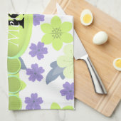 Monogram lavender Mint Spring Flowers Theedoek (Quarter Fold)