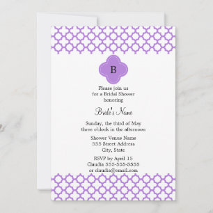 Monogram Lavender Quatrefoil Patroon Kaart