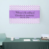 Monogram Lavender Quatrefoil Pattern Weddenschap Spandoek (Beurs)