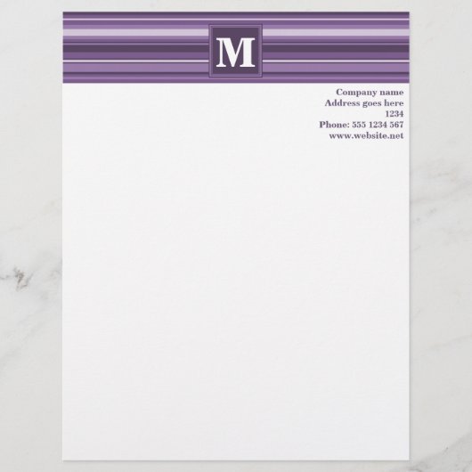 Monogram Lavender strepen Briefhoofd (Voorkant)