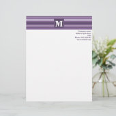 Monogram Lavender strepen Briefhoofd (Staand voorkant)