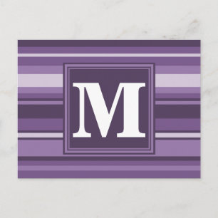 Monogram Lavender strepen Briefkaart