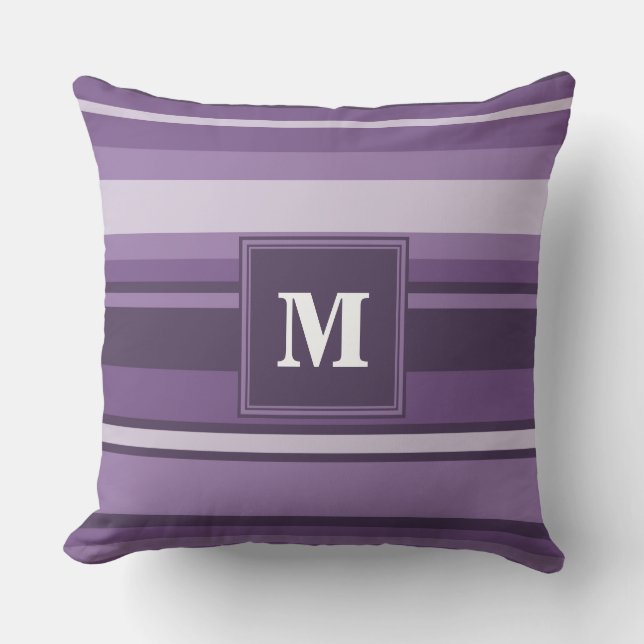 Monogram Lavender strepen Kussen (Voorkant)