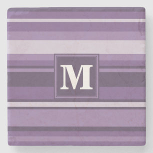 Monogram Lavender strepen Stenen Onderzetter