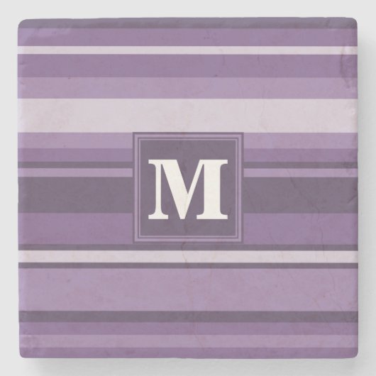 Monogram Lavender strepen Stenen Onderzetter (Voorkant)