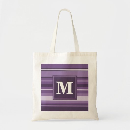 Monogram Lavender strepen Tote Bag (Voorkant)