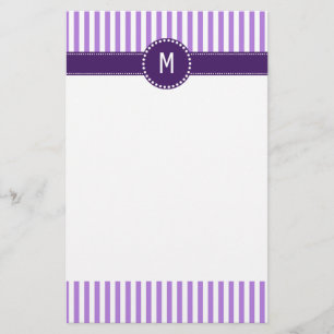 Monogram Lavender Striped Patroon Briefpapier