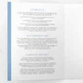 Monogram leaf hart lichtblauwe witte bruiloft drieluik uitnodiging (Binnenzijde eerst)