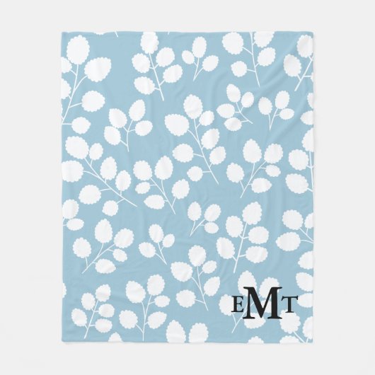 Monogram Leaf Pattern Fleece Blanket Deken (Voorkant)