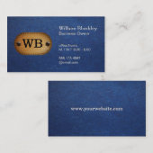 Monogram | Leder | Blauw leder Visitekaartje (Voorkant / Achterkant)