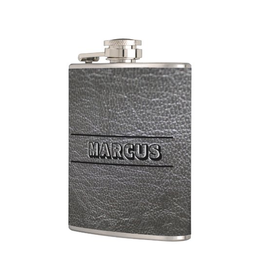 Monogram leer heupfles (Links)