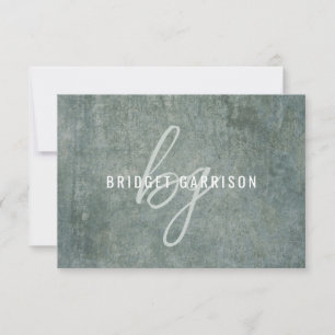 Monogram leisteen blauw grijs penseel geschilderd notitiekaartje