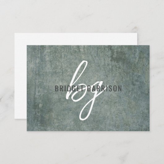 Monogram leisteen blauw grijs penseel geschilderd notitiekaartje (Voorkant / Achterkant)