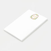 Monogram Lemon Crest, Roze & Sinaasappel Custom Post-it® Notes (Schuin)