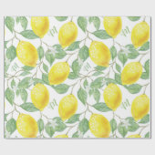 Monogram  Lemon Fruits Leaves en Flowers Cadeaupapier (Vlak)