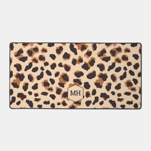 Monogram Leopard Brown Chic Girly Poster de animal (Recto)