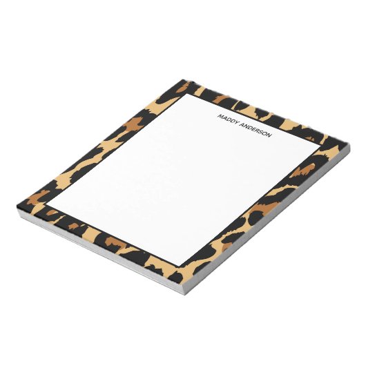 Monogram leopard Cheetah Animal Print Pattern Notitieblok (Gedraaid)