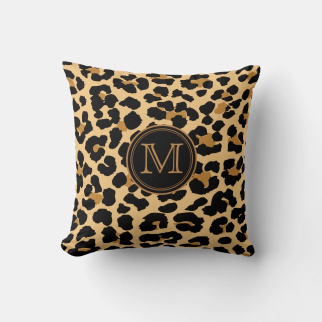 Monogram Leopard Print Kussen (Voorkant)