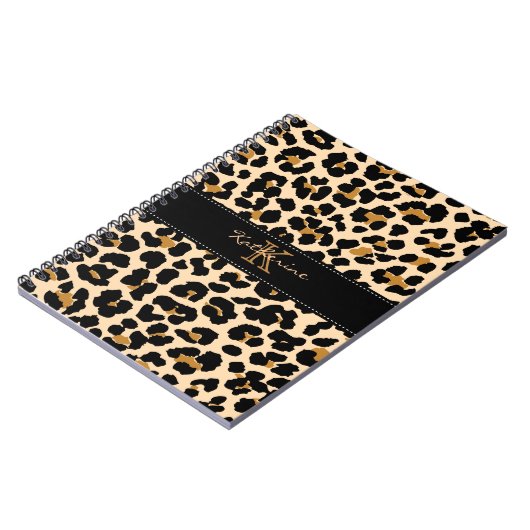 Monogram Leopard Print Spiral notebook Notitieboek (Linkerzijde)