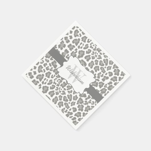 Monogram Leopard Witte en Grijze Cocktail servet (Hoek)