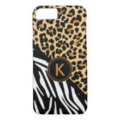Monogram Leopard Zebra Imprimer coque iphone (Dos)
