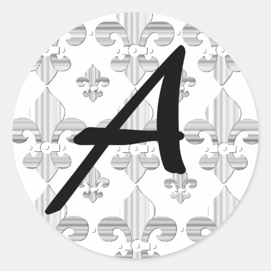Monogram Letter A Fleur de Lys Design Sticker (Voorkant)