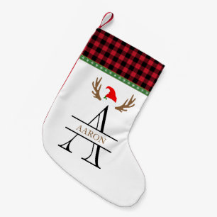 Monogram Letter A Red Black Tartan Christmas Kleine Kerstsok