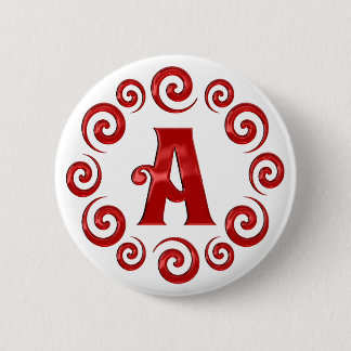 Monogram Letter A Rood Ronde Button 5,7 Cm