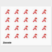 Monogram letter A, Santa hat Kerst sticker (Vel)