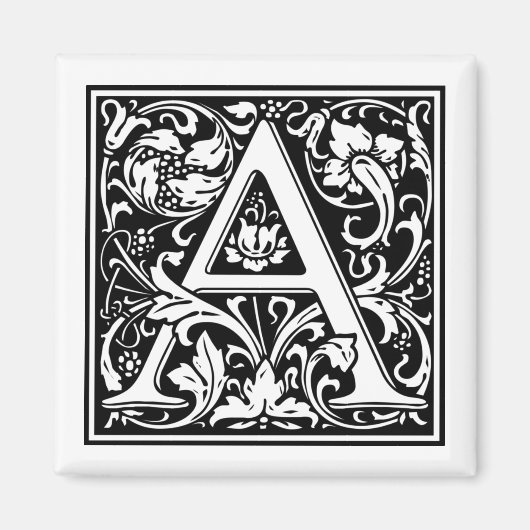 Monogram Letter A William Morris Style Magneet (Voorkant)