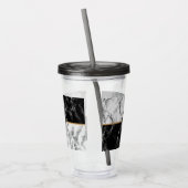 Monogram Letter Acrylic Tumbler Black Witte marmer Acryl Drinkbeker (Links)