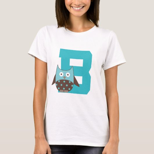 Monogram Letter B Alphabet Owl T-shirt (Voorkant)