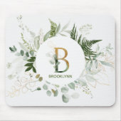 Monogram Letter B Fern & Succulent Muismat (Voorkant)