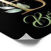 Monogram letter B groenblijvende eucalyptus goud z Poster (Hoek)
