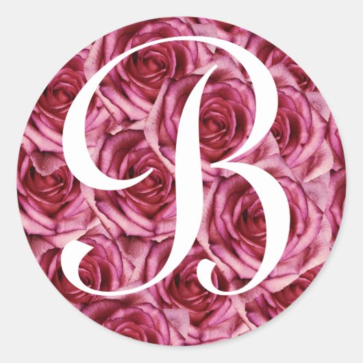 Monogram letter B roze rozen Sticker (Voorkant)