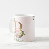 Monogram Letter B Waterverf Floral Coffee Mok (Voorkant links)