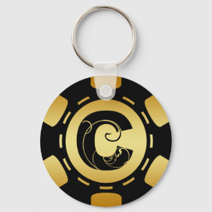 MONOGRAM LETTER C POKER CHIP SLEUTELHANGER