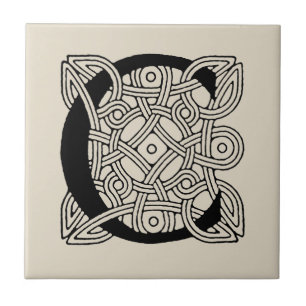 Monogram Letter C Vintage Keltische Knoopprint Tegeltje