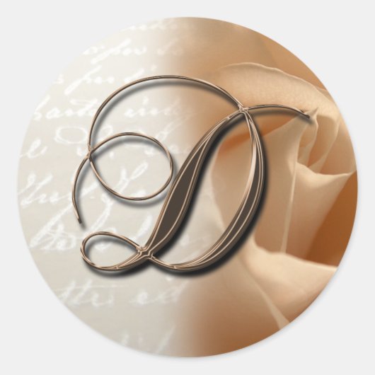 Monogram Letter D Bruiloft Envelop Sticker (Voorkant)